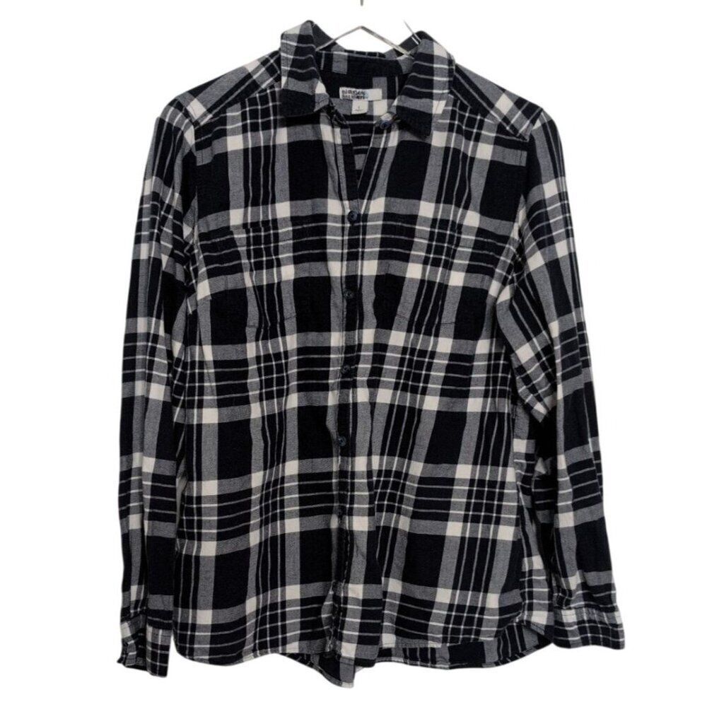Croft & Barrow Plaid Flannel Shirt Womens Size Large Blue Button Up Long Sleeve